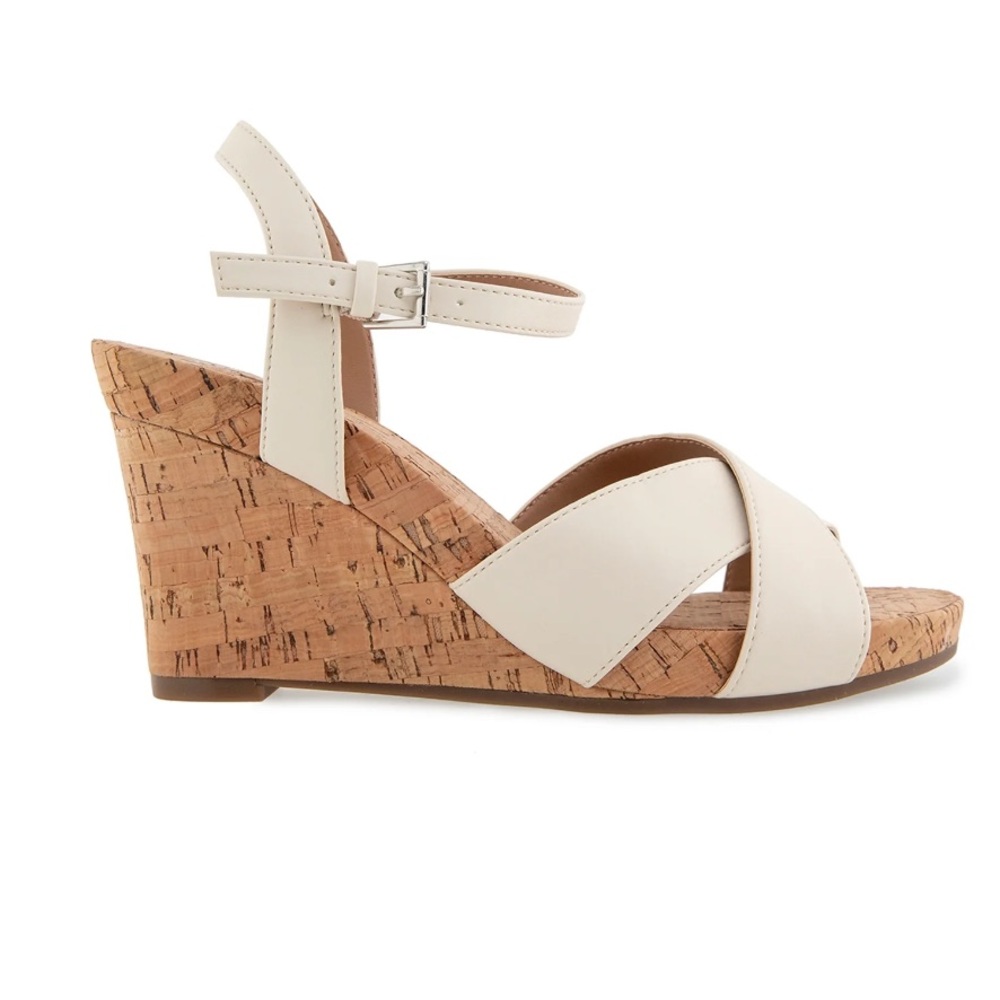 Aerosoles Cream Wedge Sandals - Picture 3 of 3
